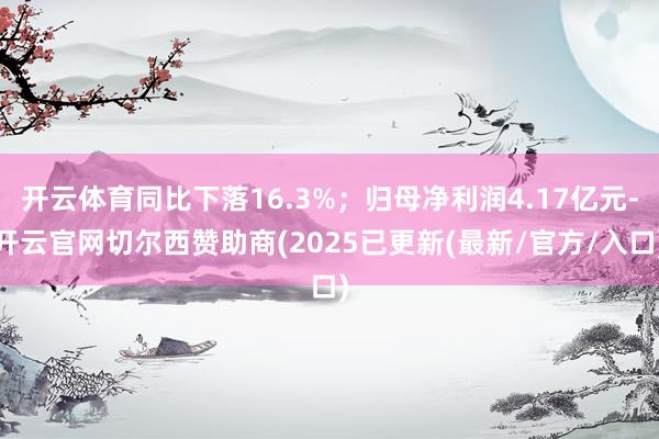 开云体育同比下落16.3%;归母净利润4.17亿元-开云官网切尔西赞助商(2025已更新(最新/官方/入口)